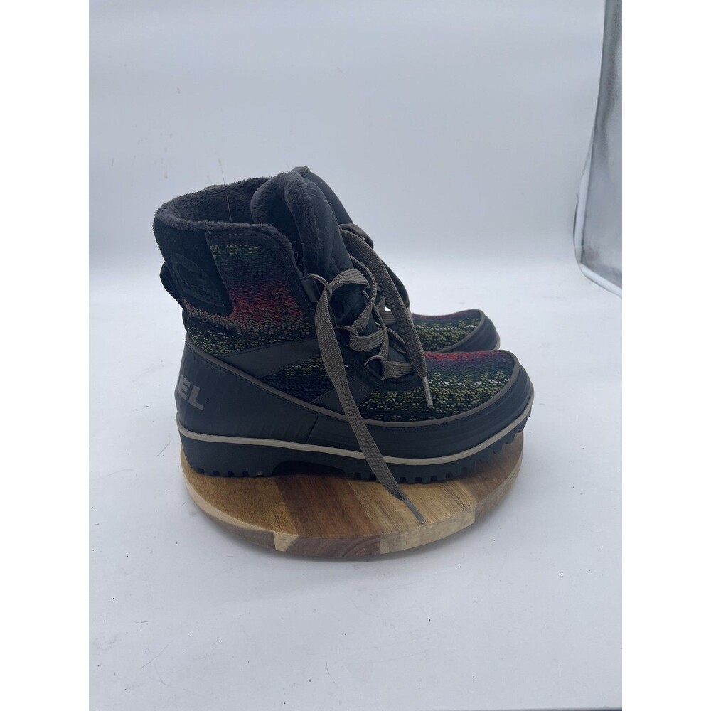 Sorel Tivolli Blanket Boots Womens 7 Black Multicolor Waterproof Lace Up Winter